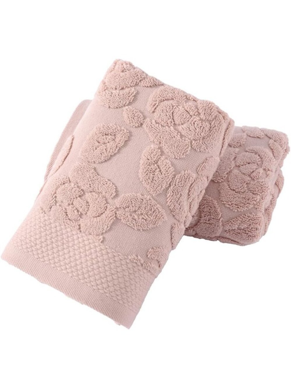 Soft Pink Rose Hand Towel Set of 2 | 100% Cotton Floral Design | Highly